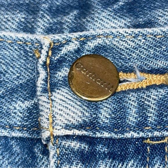 Carhartt Mens Size 42 Relaxed Fit Heavyweight Work Denim Light Wash Blue Classic - Picture 2 of 13